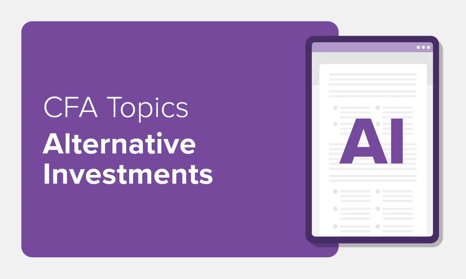 CFA Exam Topics Alternative Investments
