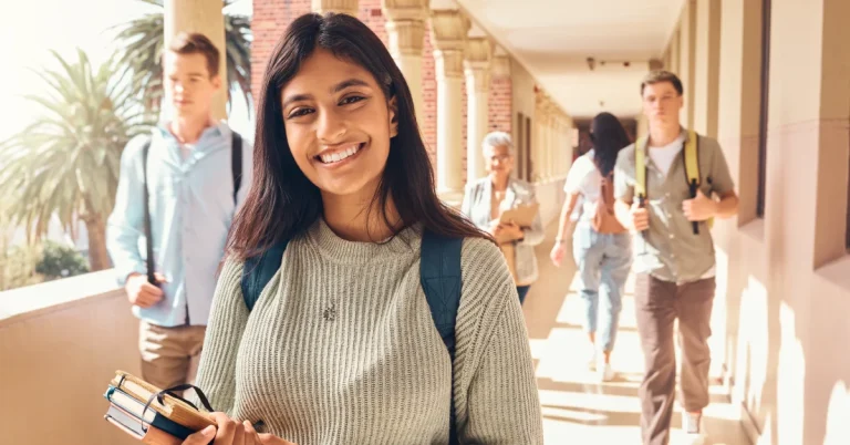 An Indian student is approaching her junior year in college and beginning to explore options for continuing his education beyond graduation.