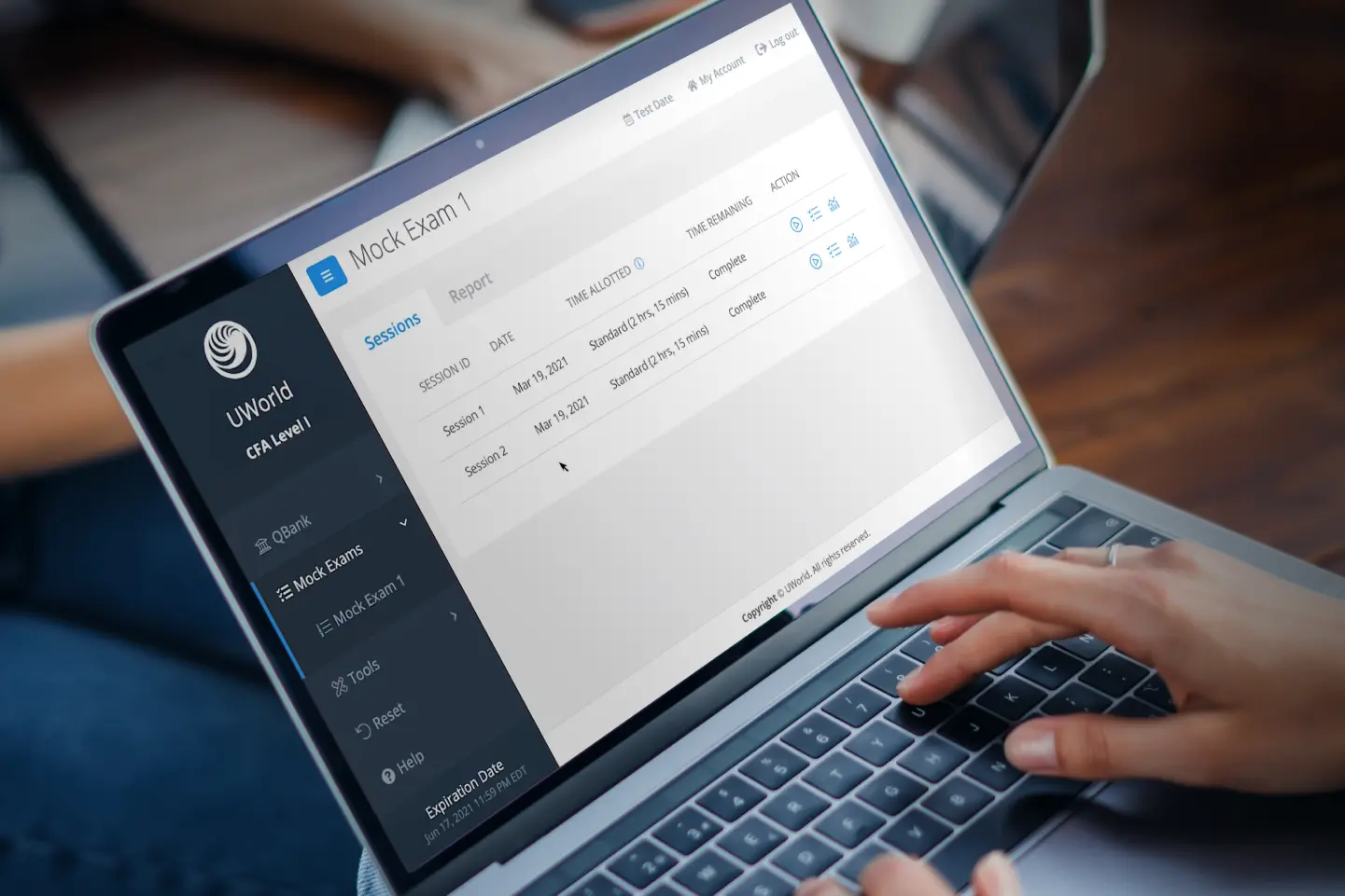 UWorld’s CFA mock exams prepare you for the actual test day!