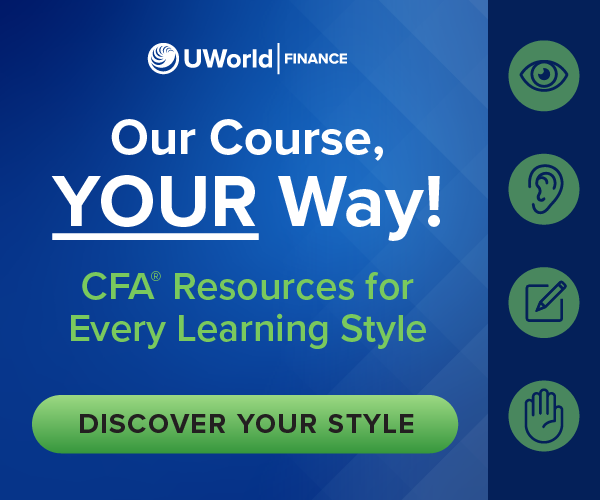 'Our Course, YOUR Way – CFA Resources for Every Learning Style. Take our quiz to find out yours,' inviting users to discover personalized CFA resources based on their learning preferences.