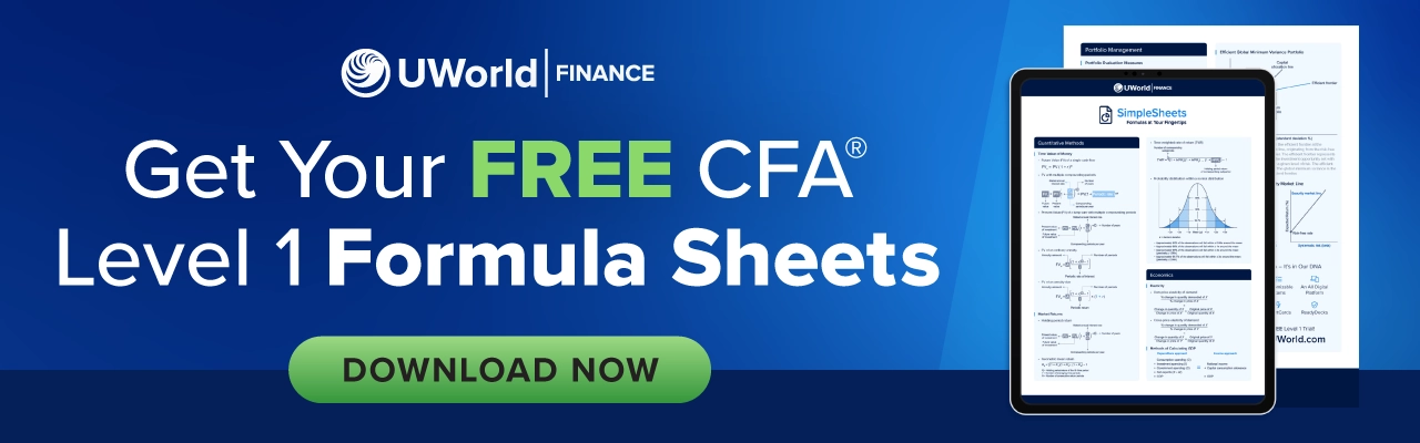'It's Not Cheating if You Carry the Formulas in Your Head – The Ultimate FREE CFA Formula Sheet,' promoting a free resource for mastering CFA formulas.